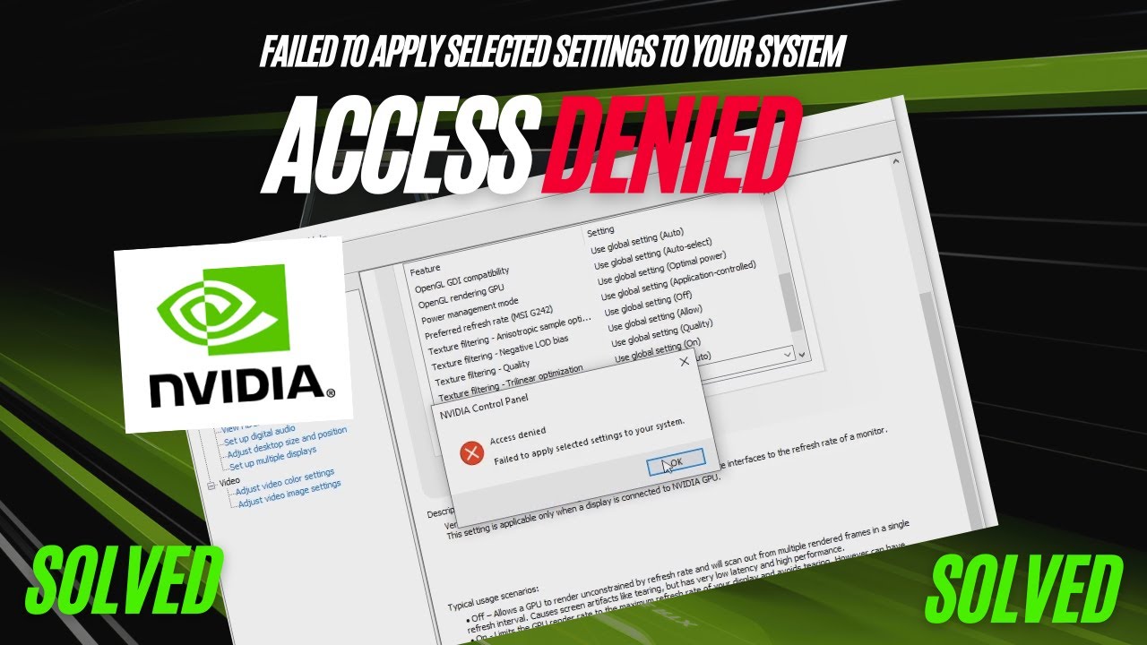 Error Al Aplicar Los Ajustes Seleccionados A Su Sistema Nvidia