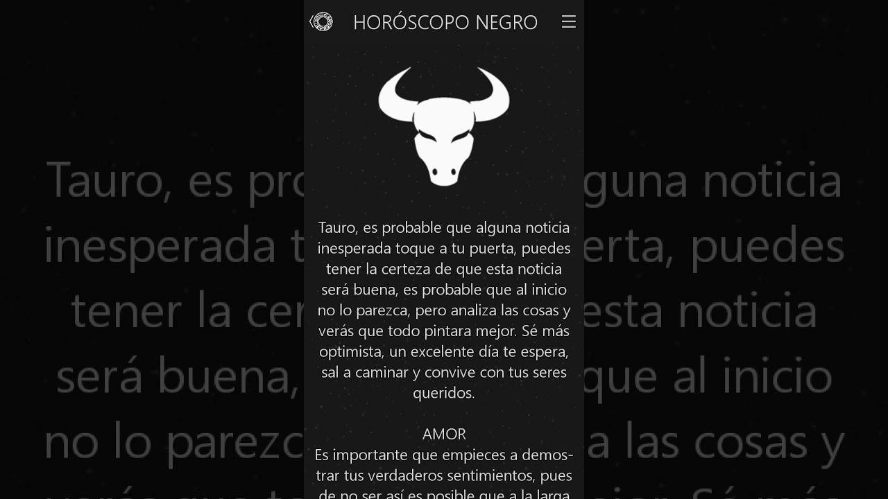 Horóscopo Negro Tauro Semanal