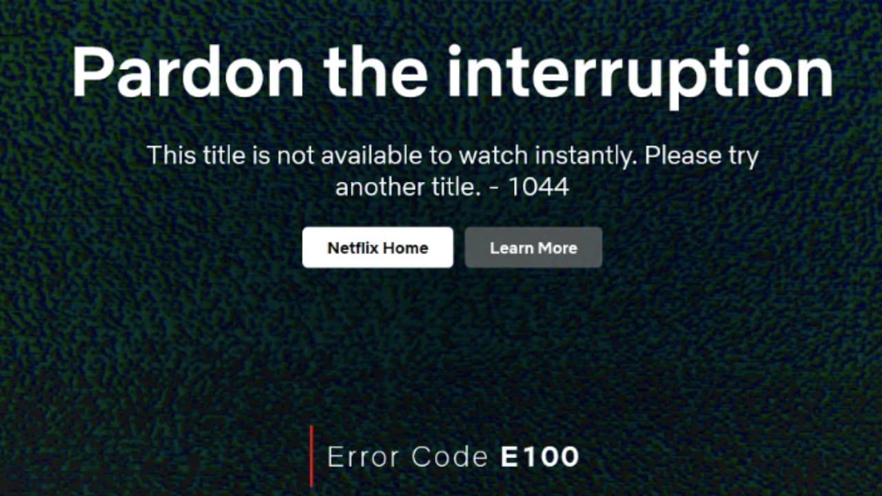 Error E100 Netflix