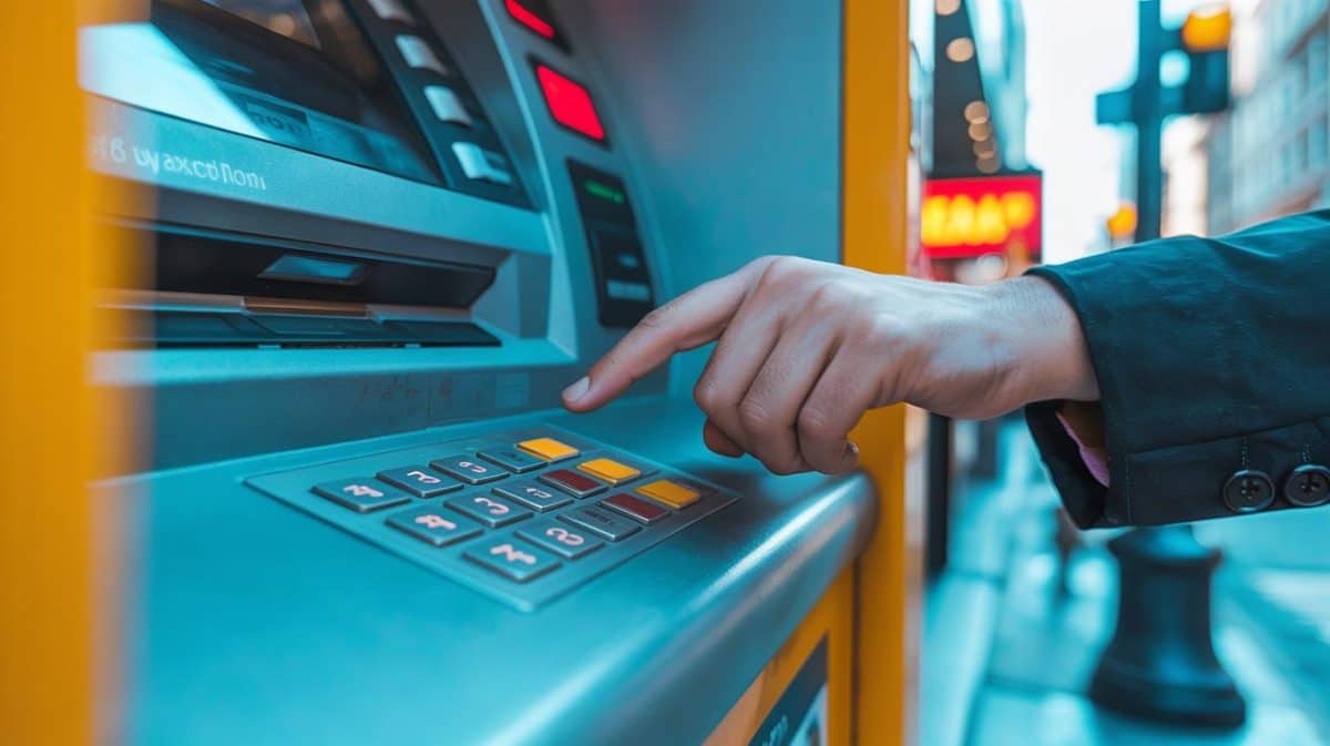 Appuyez sur ce bouton quand vous retirez de l'argent à un distributeur pour éviter le vol de votre compte bancaire