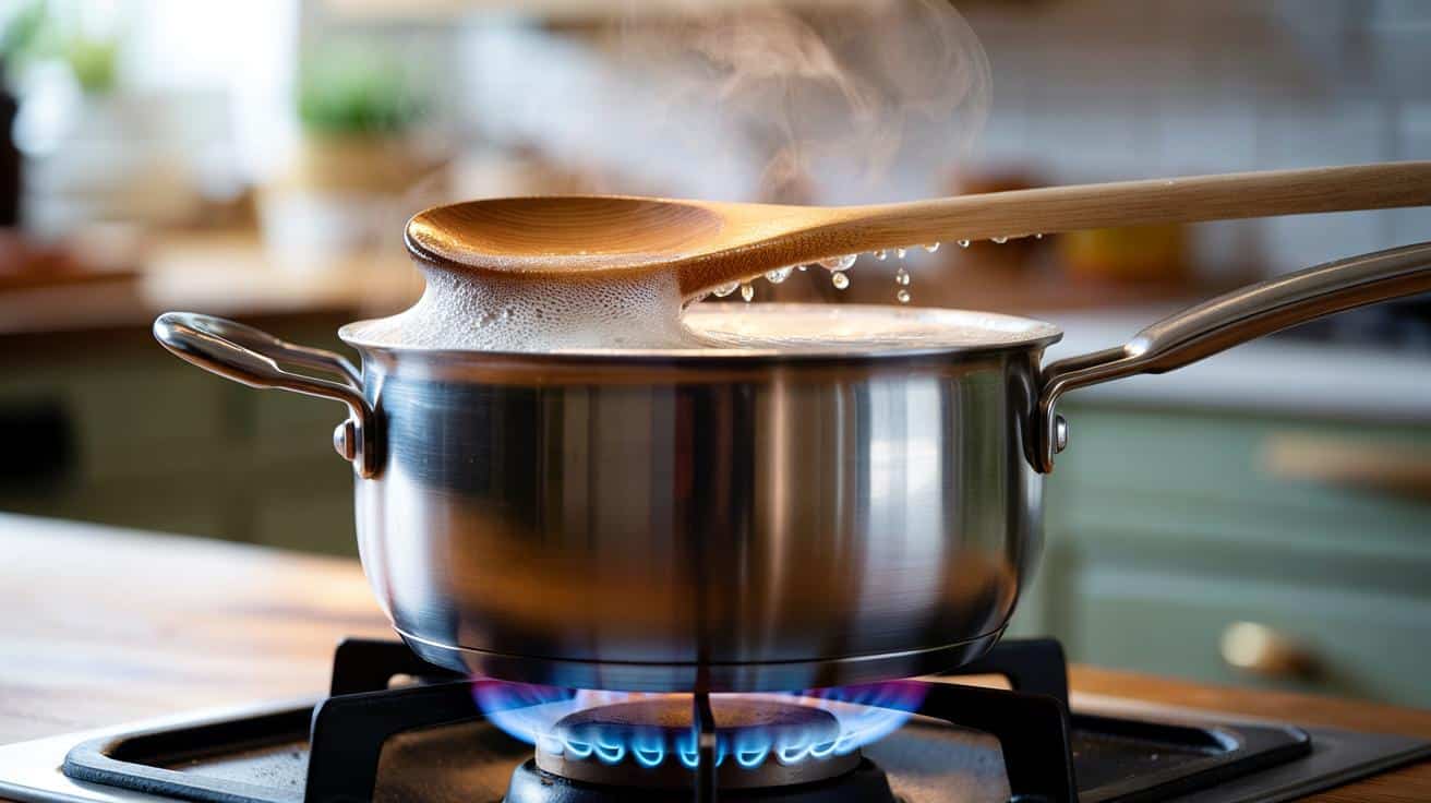 La cuillère en bois sur la casserole : le secret méconnu pour éviter que l’eau déborde